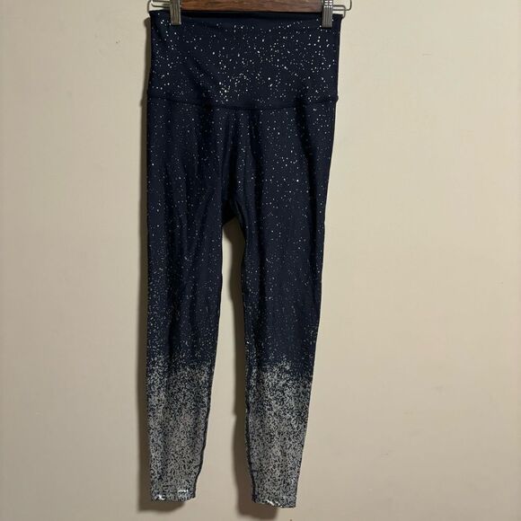 Beyond Yoga Alloy Ombre High Waisted Leggings Navy Blue Silver- Size Medium - Picture 3 of 9